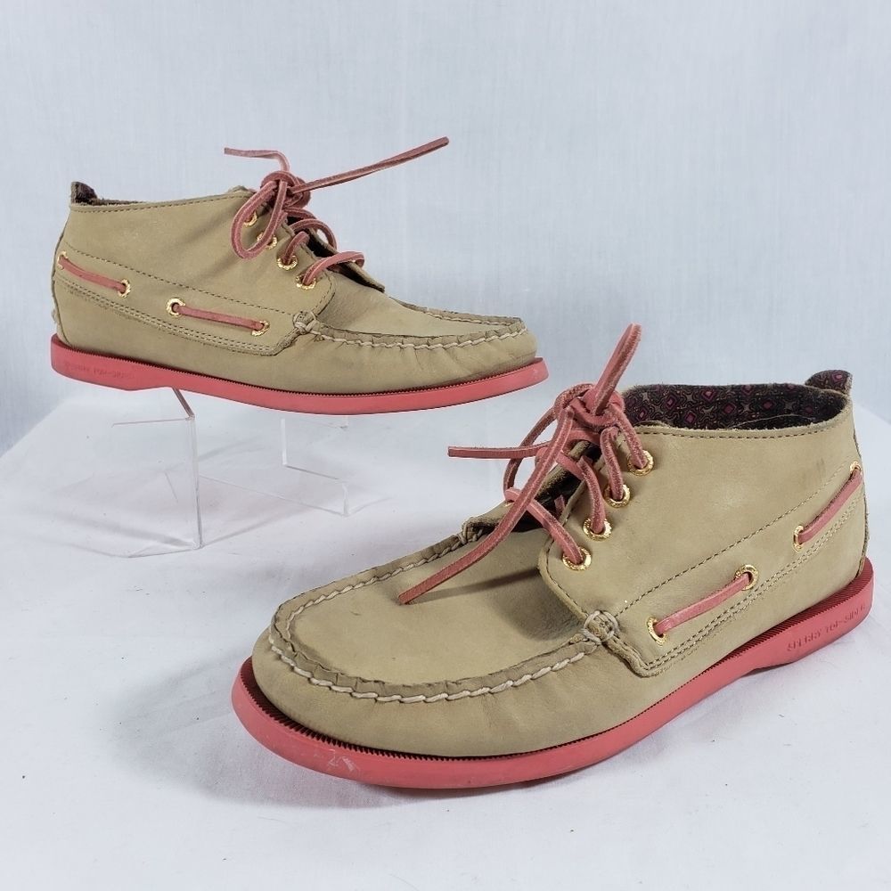 Sperry baystar chukka boots tan pink sz 8